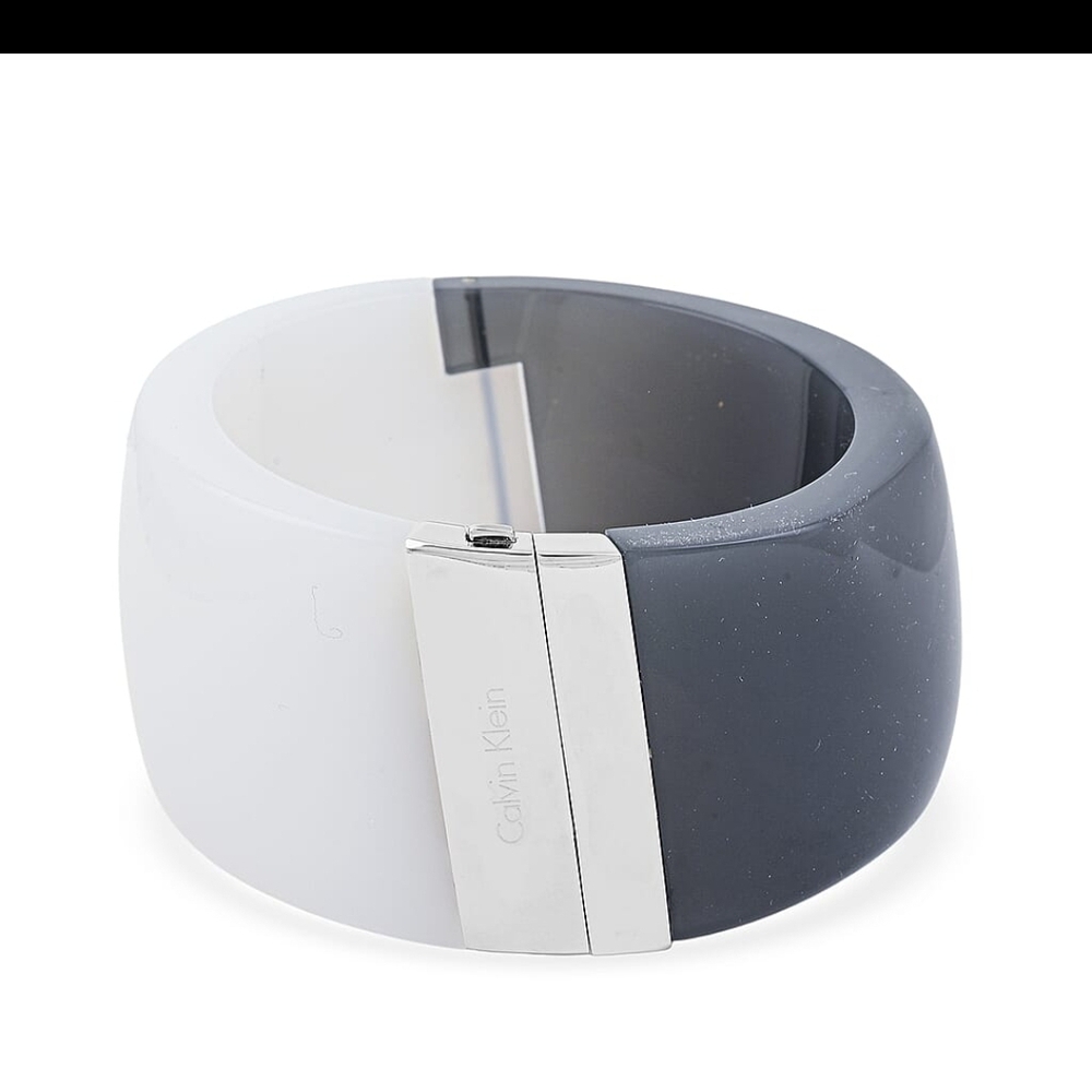 Calvin Klein Vision Bangle Bracelet In Monochrome with Silver SST Accent 6.25 In